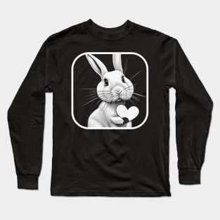 A bunny holding a heart shape Long Sleeve T-Shirt